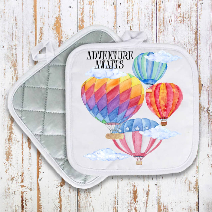 Hot Air Balloons Adventure Awaits Pot Holder Oven Mitt