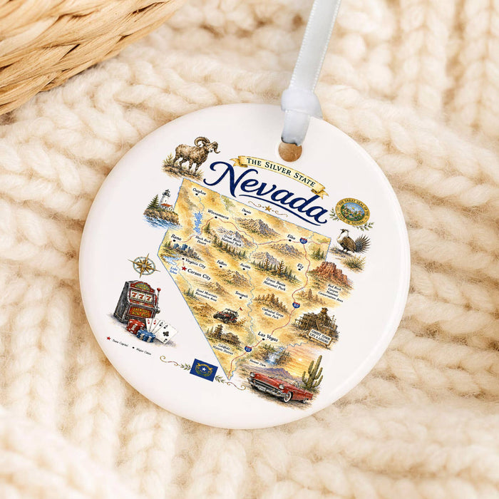 Nevada State Map Landmark Ornament