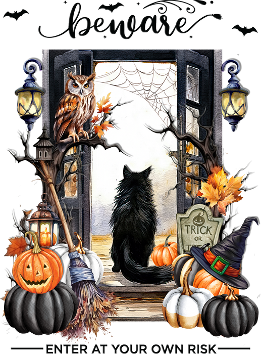 Halloween Beware Black Cat Pumpkins