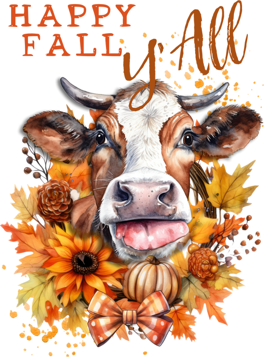 Autumn Happy Fall Y'All Cow
