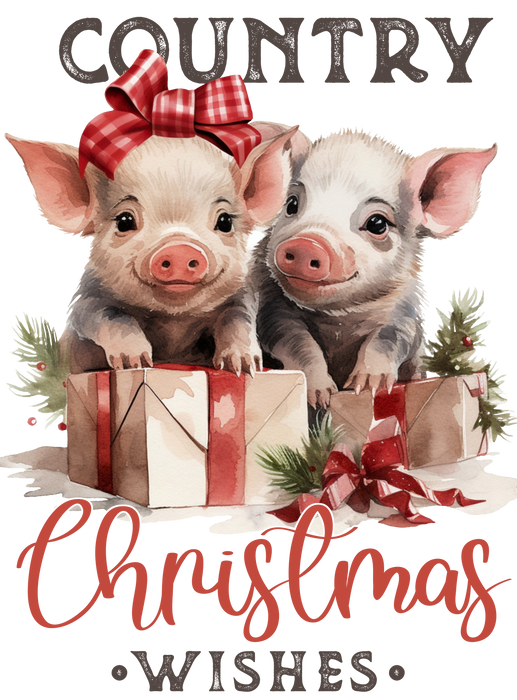 Country Christmas Wishes Piglets
