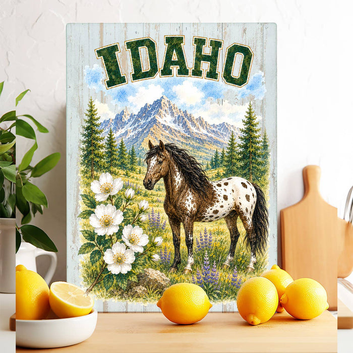 Idaho State Bird and Animal Glass Cutting Board