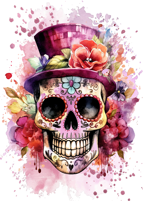 Day of the Dead Sugar Skull Top Hat
