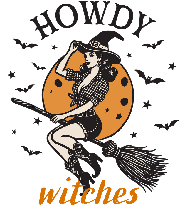 Halloween Retro Vintage Howdy Witches