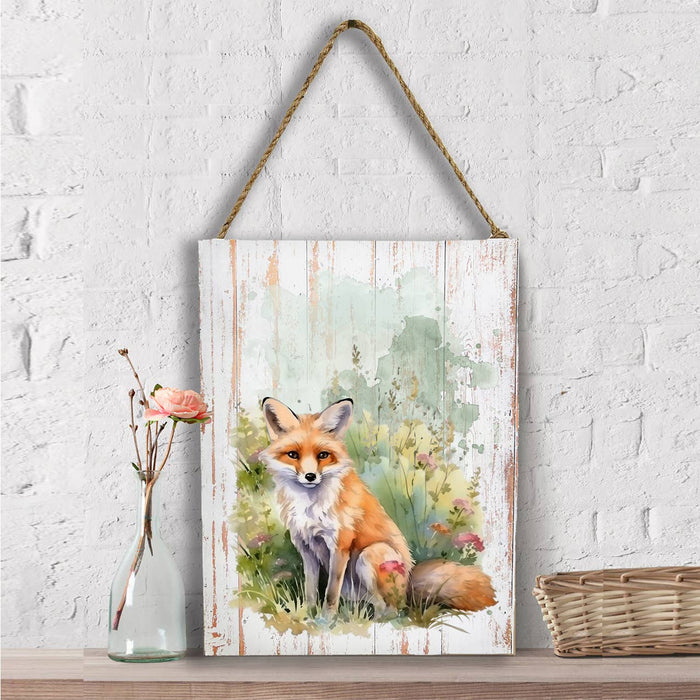 Fox Animal in Grass Flowers Wall Decor