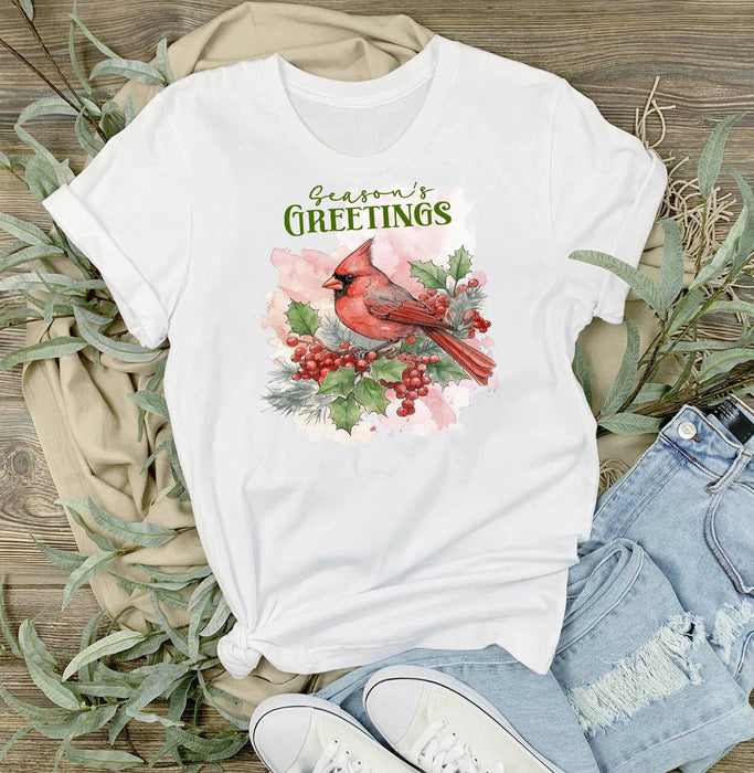 Christmas Seaons Greeting red Cardinal T-Shirt
