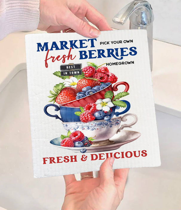 Farmers Market Fresh Berries SWEDISH DISH CLOTH