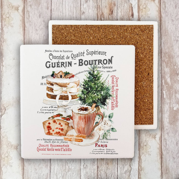 French Pastries Christmas Time Stone Coaster