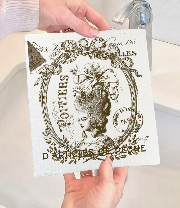 Vintage Shabby Chic French Lady Swedish Dishcloth