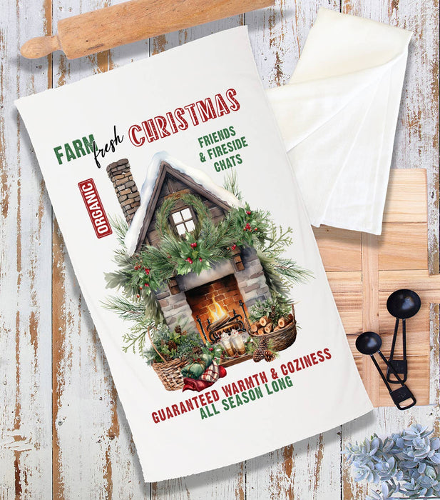 Farm Fresh Christmas Fireplace  Terry Towel