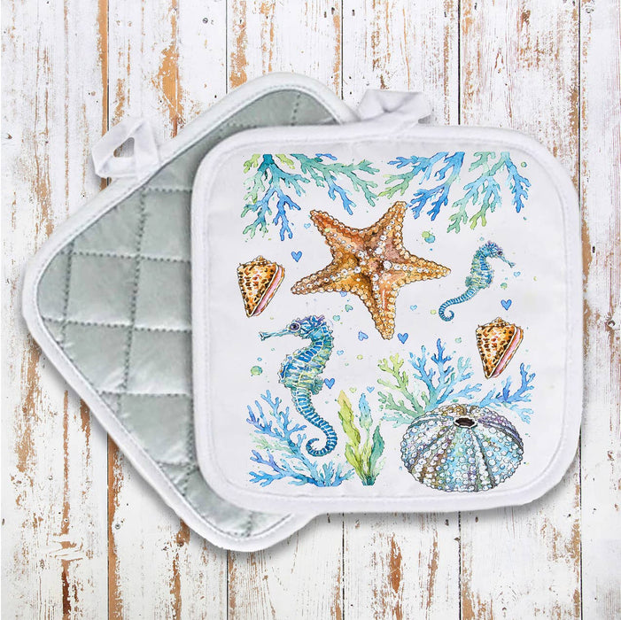 Coastal Blue Starfish Sea Horse Ocean Pot Holder