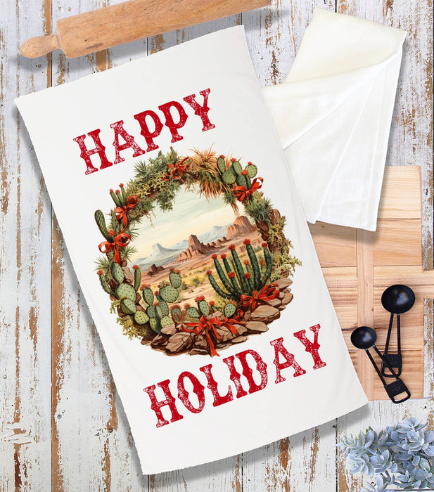 Christmas Cactus Happy Holiday Terry Towel
