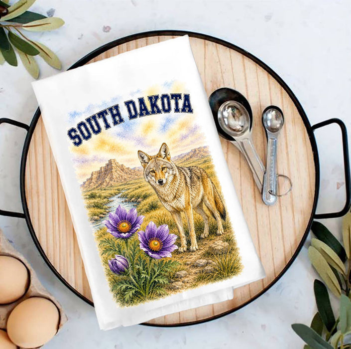 South Dakota State Bird and Animal Tea Towel