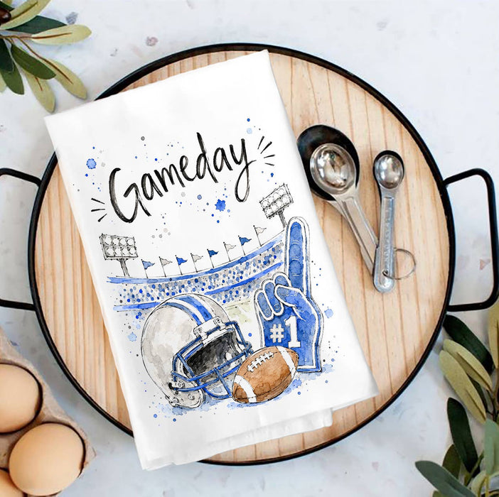 Gameday Football Silver & Royal Blue Tea Towel
