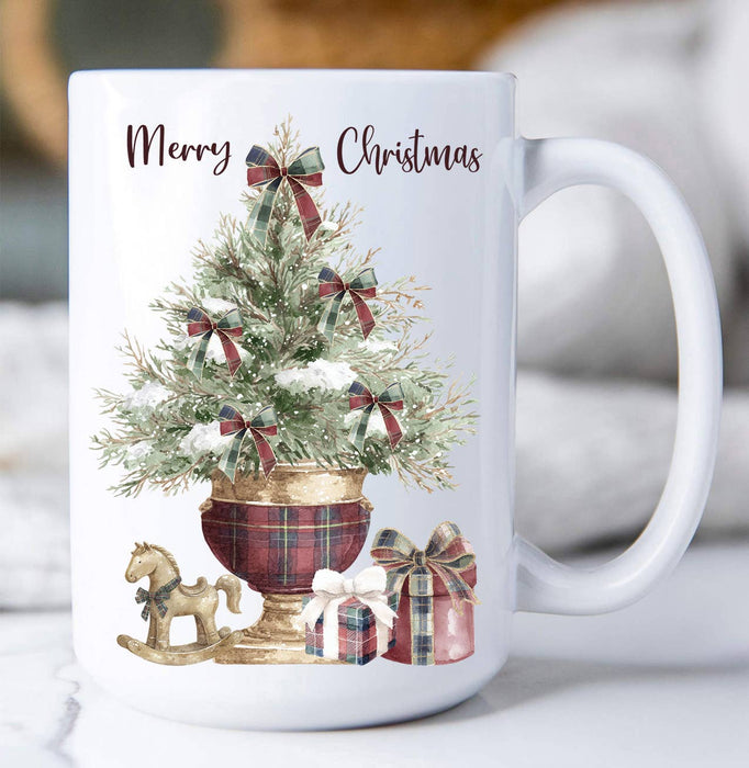 Christmas Tree Burgundy Velvet Coffee Mug