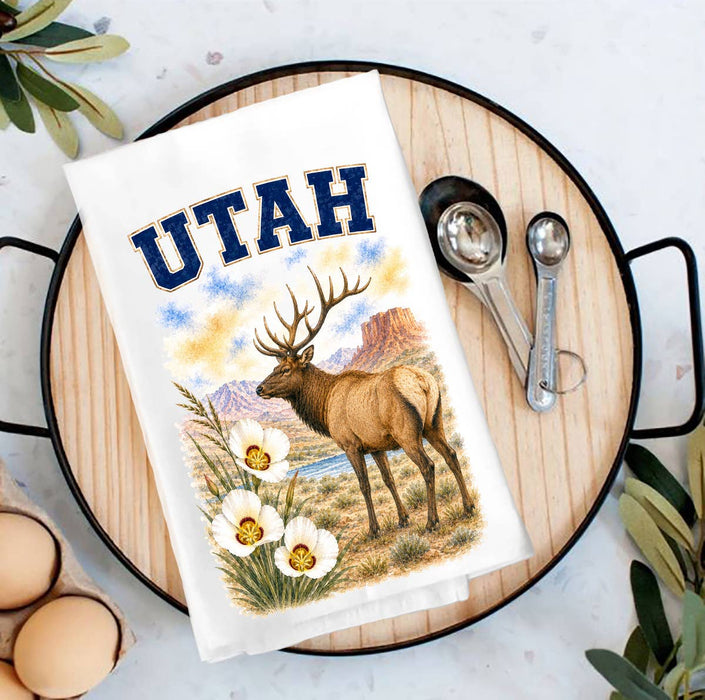 Utah State Bird and Animal Tea Towel