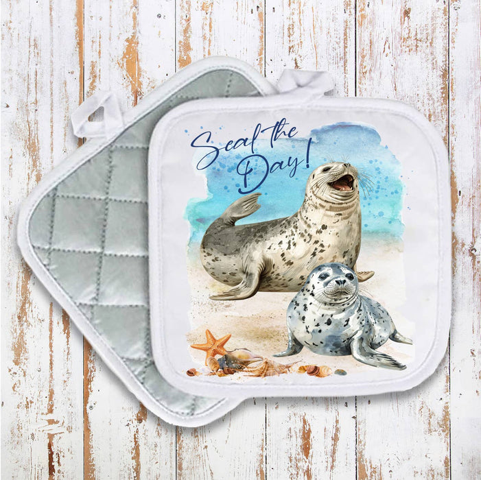 Seal the Day Coastal Ocean Pot Holder Oven Mitt