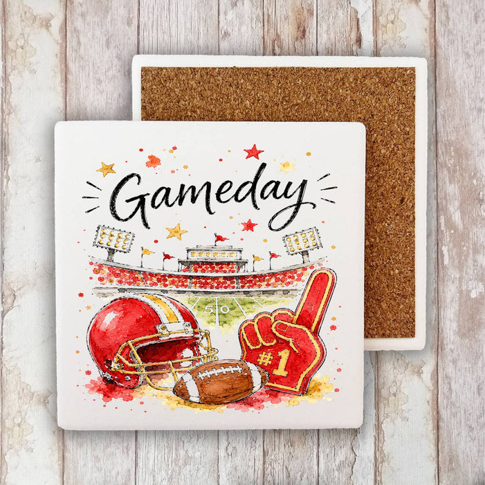Gameday Football Gold & Red Stone Coaster