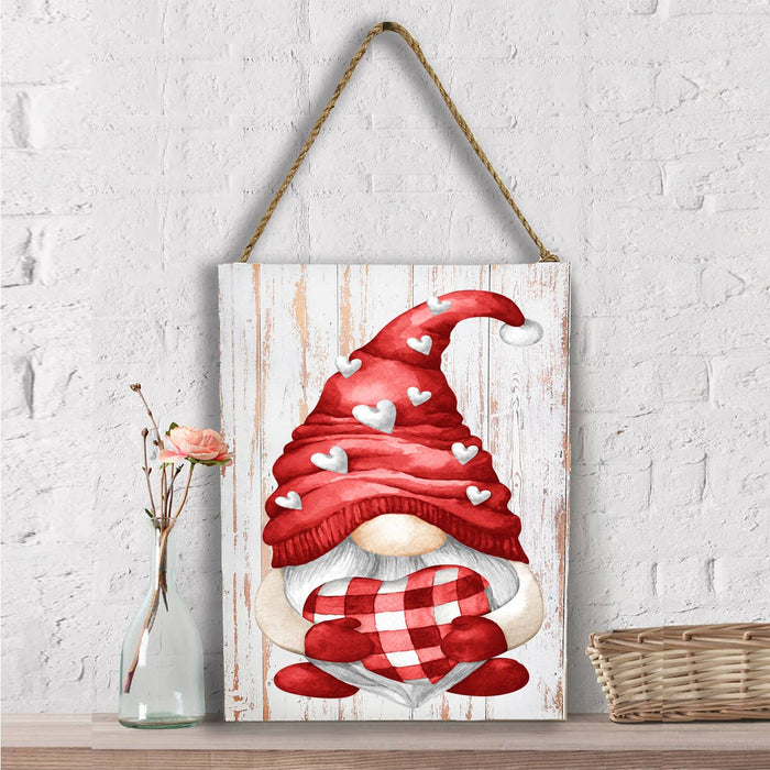 Valentine Red Gnome Hearts Wall Decor