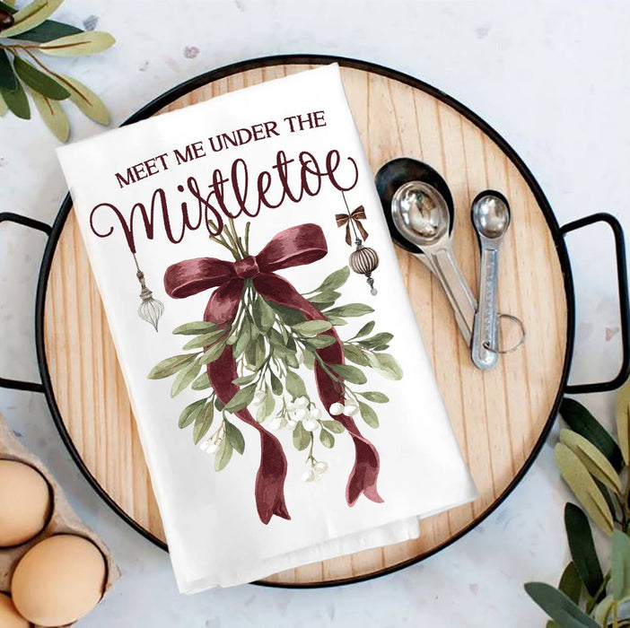 Christmas Meet me under Mistletoe Tea Towel