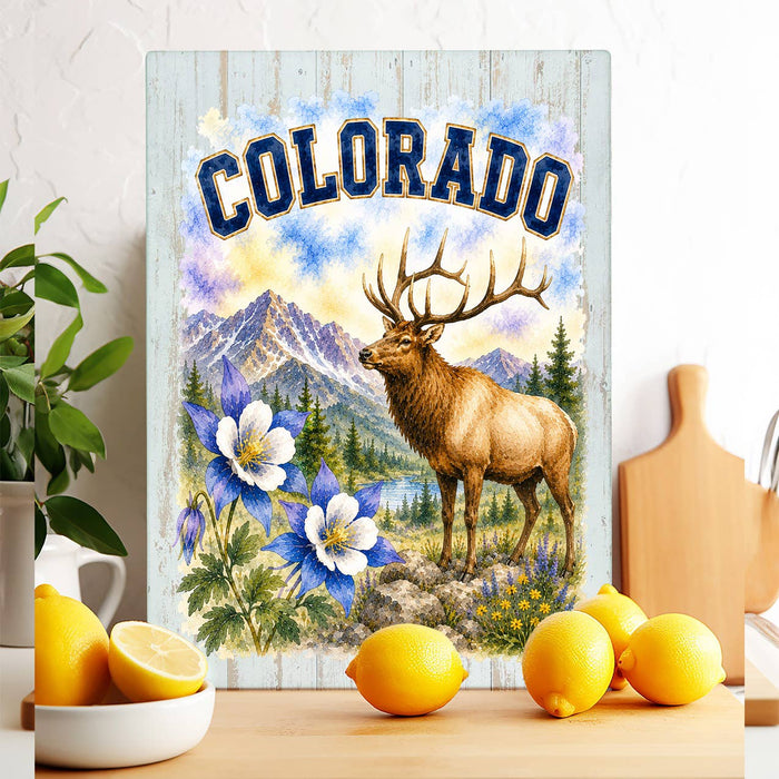 Colorado State Bird and Animal Glass Cutting Board