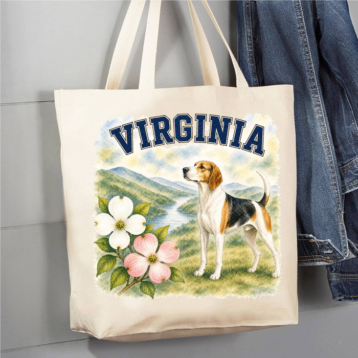 Virginia State Bird and Animal Canvas Tote Bag