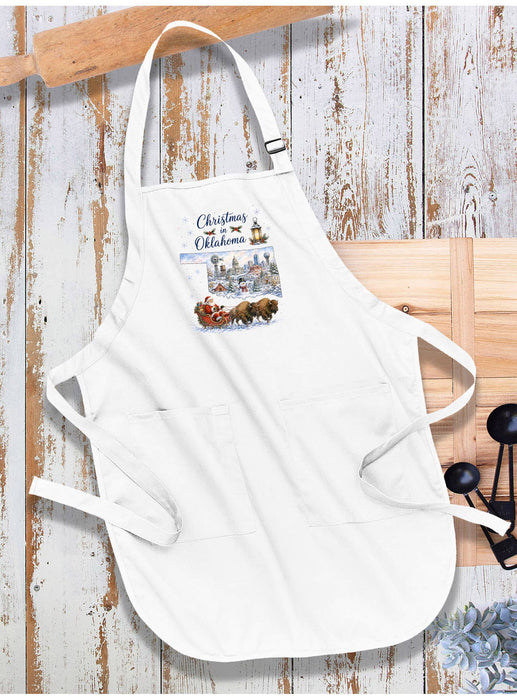 Christmas in Oklahoma State Map Apron