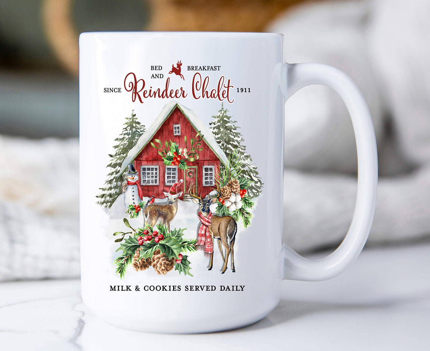 Christmas Reindeer Chalet Coffee Mugs