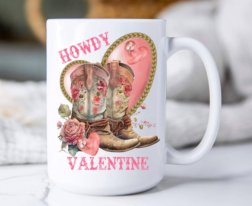 Howdy Valentine Cowboy Boots 15 oz Coffee Mug