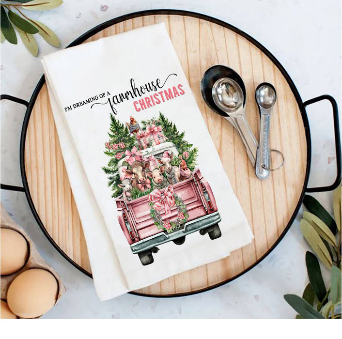 Dreaming of a Farmhouse Christmas t Tea Towel