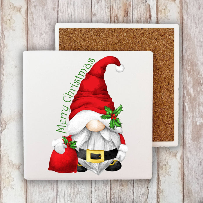 Christmas Gnome Santa Claus Stone Coaster