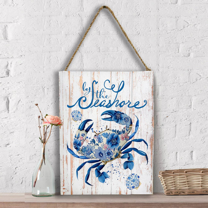 Floral Blue Crab by the Seashore  Wall Decor