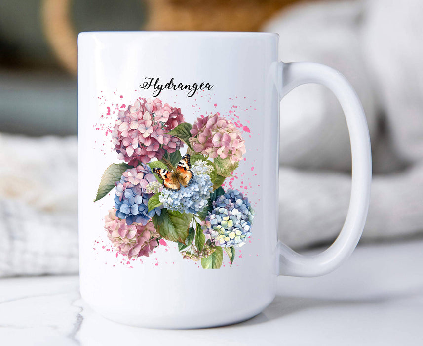 Spring Garden Pink Hydrangeas Coffee Mug