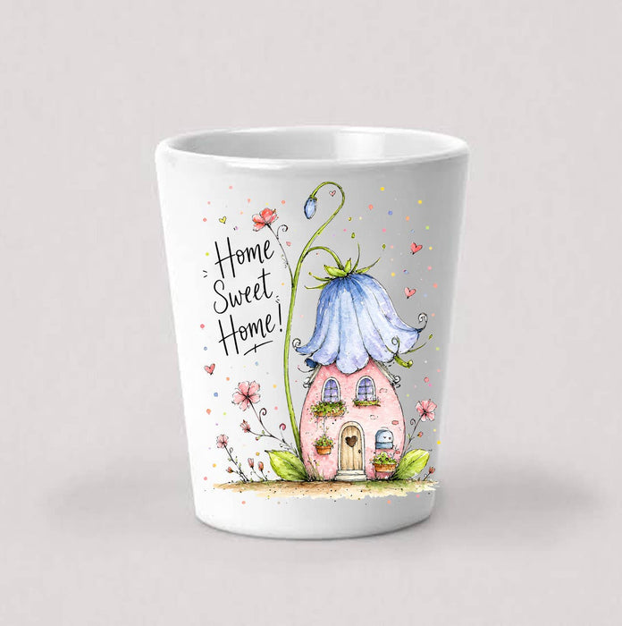 Home Sweet Home House Flowers Shot Glass