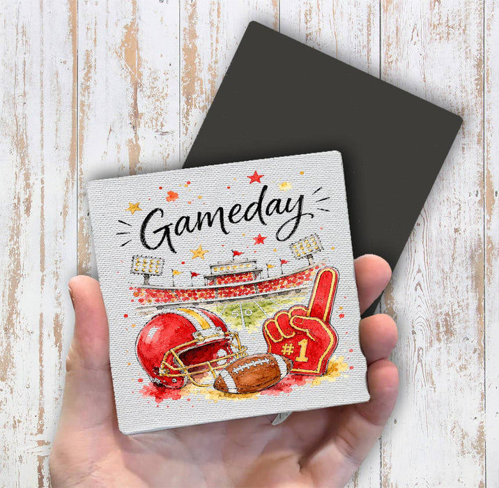 Gameday Football Gold & Red Magnet Fridge