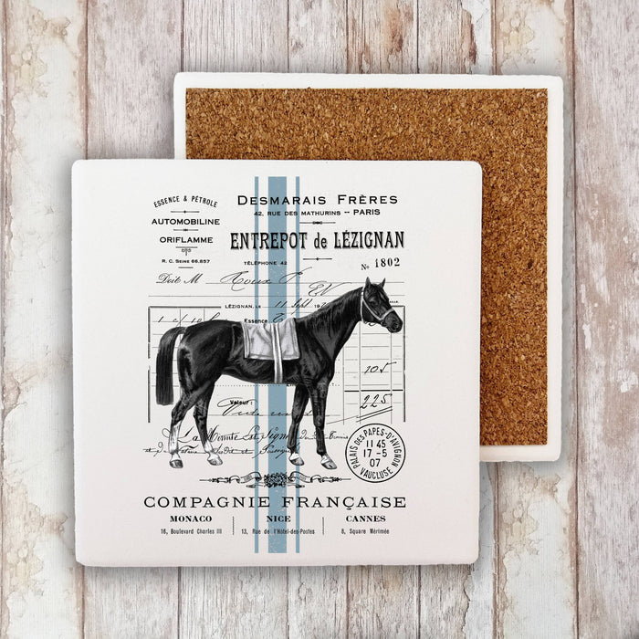 Vintage French Horse Stone Coaster