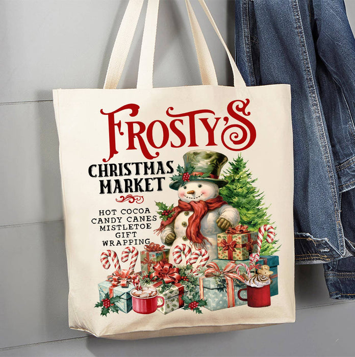 Frosty's Christmas Market Snowman  Canvas Tote Bag