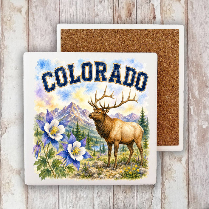Colorado State Bird and Animal Stone Coaster