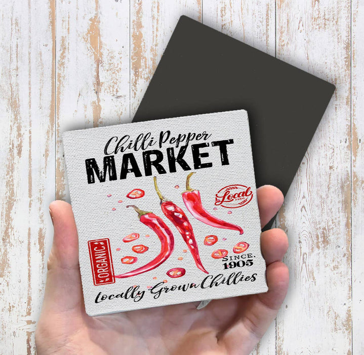 Chilli Peper Market Red Chillies Magnet Fridge