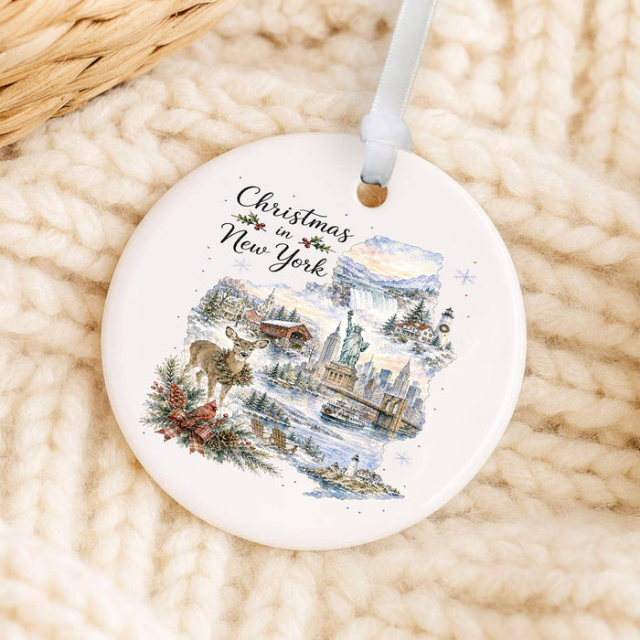 Christmas in New York State Map Ornament