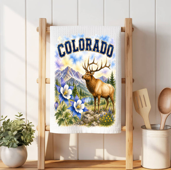 Colorado State Bird and Animal Waffle Weave Towel