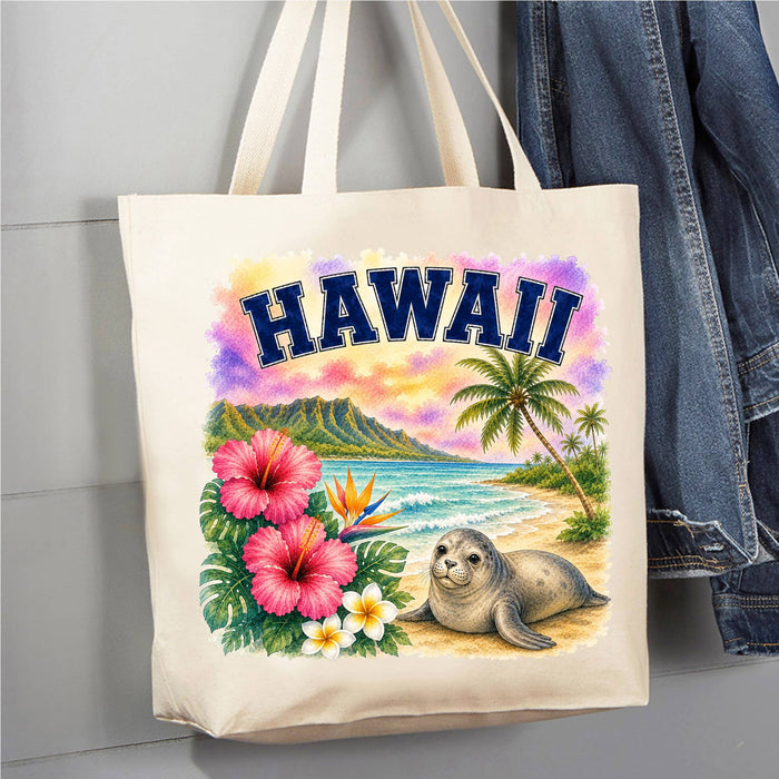Hawaii State Bird and Animal Canvas Tote Bag