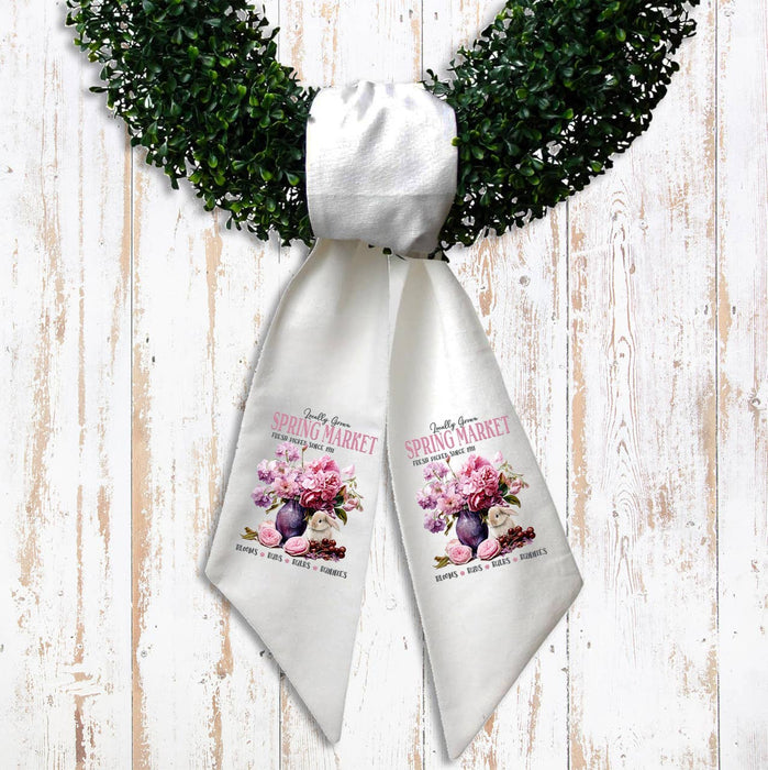 Spring Market Flowers Bunny Wreath Sash
