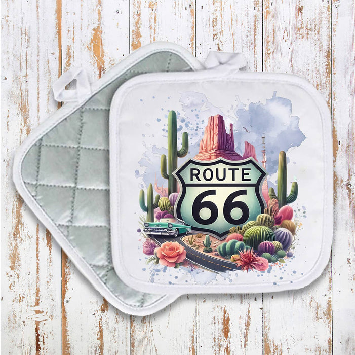 Route 66 Desert Cactus Pot Holder Oven Mitt