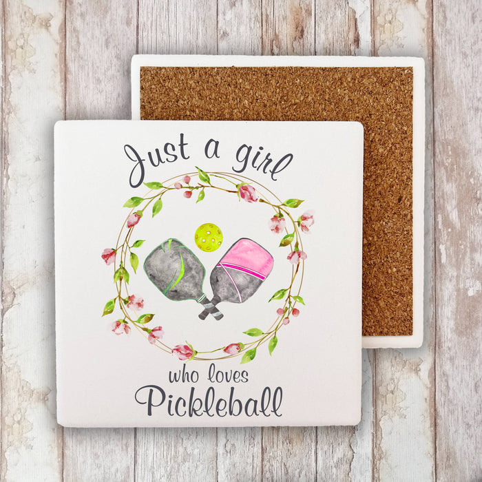 Just a Girl Who loves Pickleball Stone Coaster