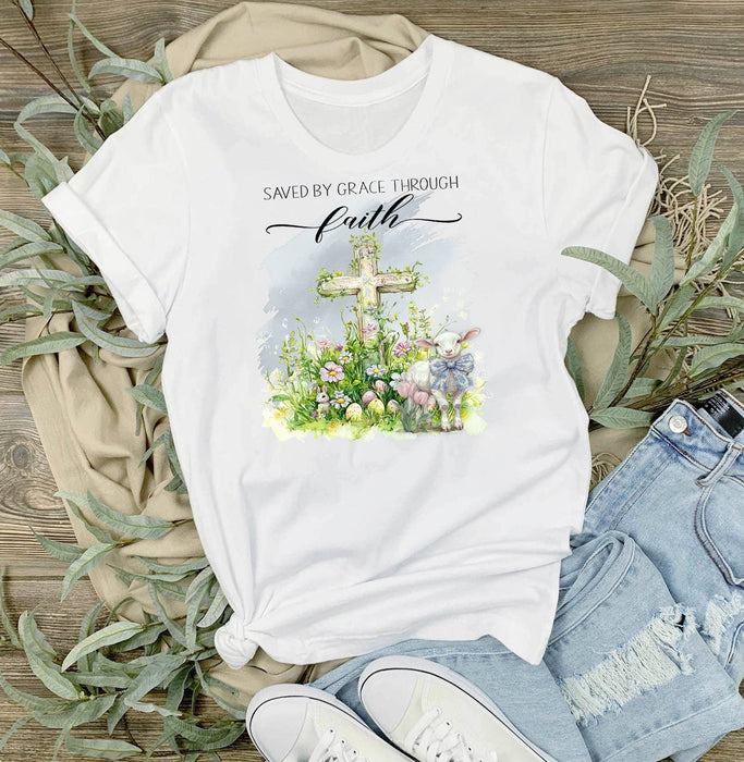 Saved by Grace Easter Lamb Cross T-Shirt