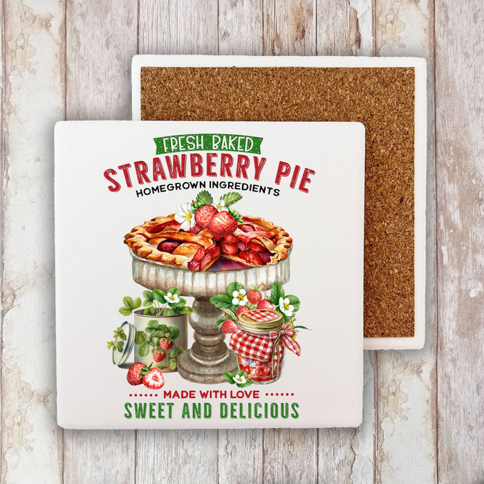 Country Fresh Baked Strawberry Pie  Stone Coaster