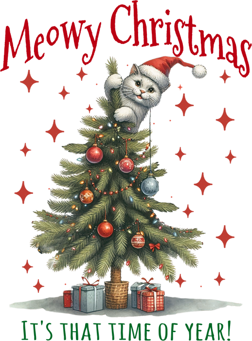 Meowy Christmas Cat Attaching Tree