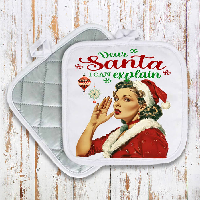 Christmas Santa I Can Explain Pot Holder