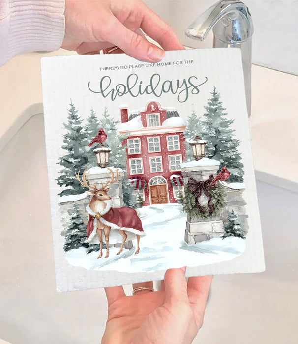 Christmas Home for the Holiday days Swedish Dishcloth